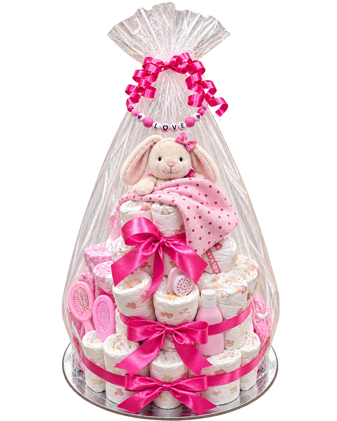 Windeltorte Rosa – Geschenk zur Geburt & Babyshower | EventVibes